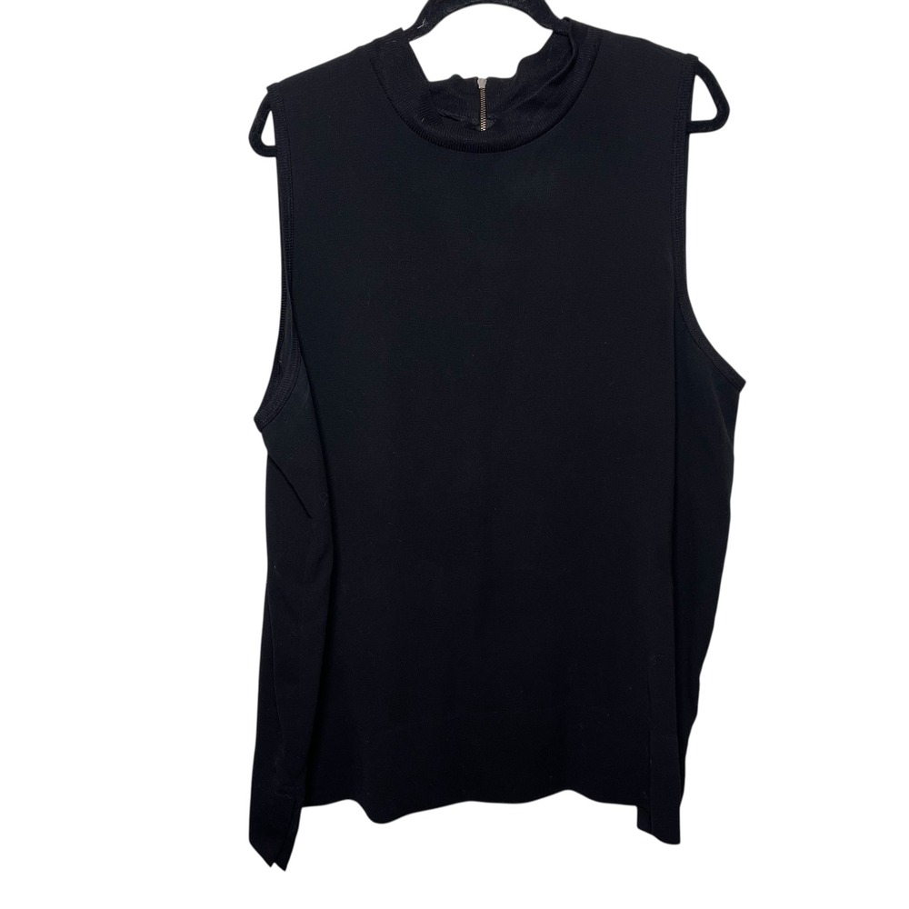 Bobeau‎ Black Sleeveless Mock Neck Zip Back Top Plus Size